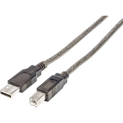 USB kabel se standardním USB konektorem na levé straně a čtvercovým konektorem (tiskárenským připojením) na straně pravé.