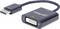 Černý adaptér z DisplayPort na DVI s názvem značky 'Manhattan' na horní straně.