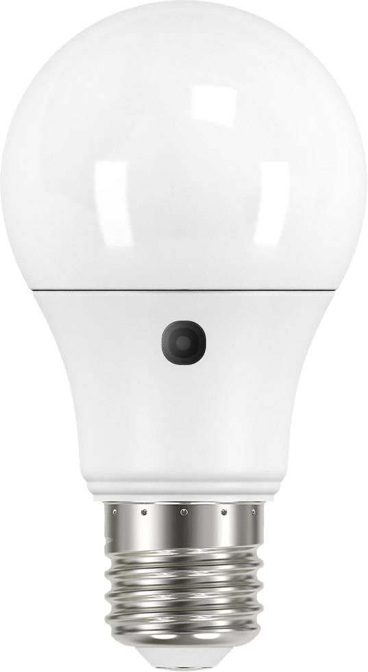 LightMe LM85166 LED Energetická třída (EEK2021) F (A - G) E27 klasická žárovka 8.5 W = 60 W teplá bílá (Ø x d) 60 mm x 115 mm se snímačem denního světla 1 ks