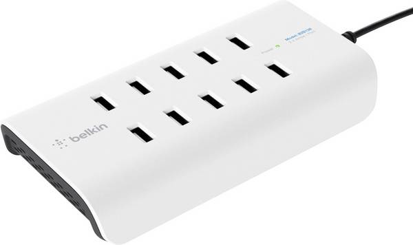 Belkin RockStar USB nabíjecí hub, 10x USB A, 120 W, bílá, černá