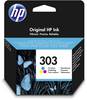 HP Ink 303 originál azurová, purppurová, žlutá T6N01AE Inkousty