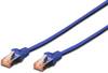 Digitus DK-1644-100/B RJ45 síťové kabely, propojovací kabely CAT 6 S/FTP 10.00 m modrá stínění pletivem, bez halogenů, samozhášecí, fóliové stínění, stíněný, kroucené páry 1 ks