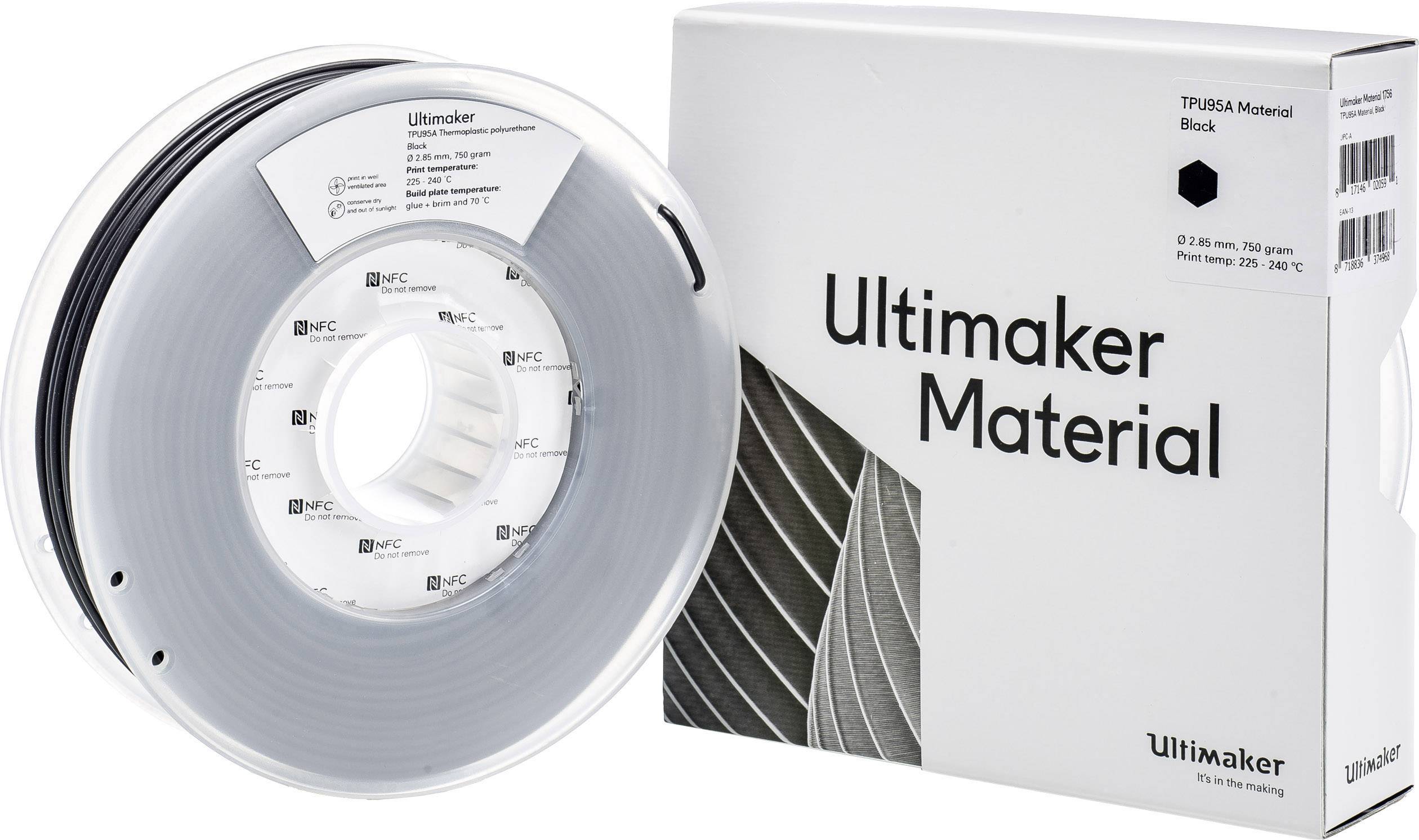 UltiMaker TPU - M0369 Black 750 - 215194 1756 vlákno pro 3D tiskárny TPU semiflexibilní 2.85 mm 750 g černá 1 ks-0