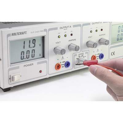 Napájení Voltkraft VLP-2403 PRO s displejem. Ruční nastavení режimu. Displej: 11,9 V, 0,00 A.