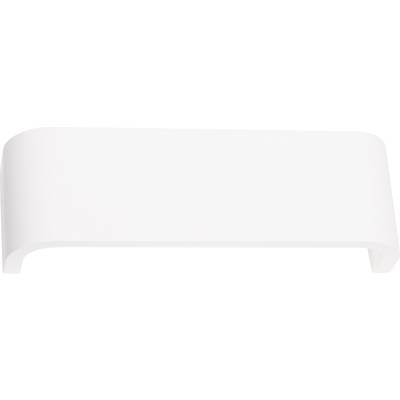 Bílá plastová klika se zaoblenými rohy, vhodná pro zásuvky nebo dveře. Minimalistický a moderní design.
