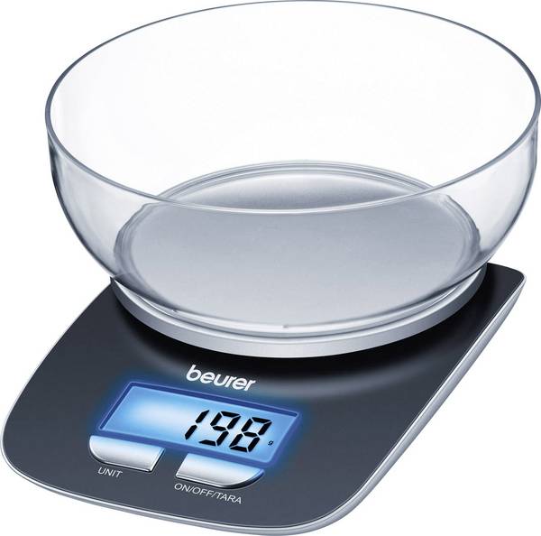 Beurer KS25 kuchyňská váha digitální s odměrnou mísou Max. váživost=3 kg černá 220 x 150 x 50