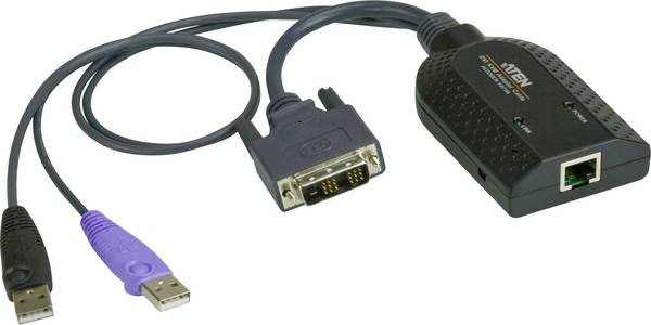 ATEN KVM adaptér [2x USB 2.0 zástrčka A, DVI-D zástrčka  - 1x RJ45 zásuvka] 0.20 m černá