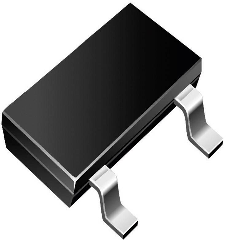 Malá, obdélníková elektronická součástka se dvěma vnějšími kovovými vývody, typicky v provedení SMD.