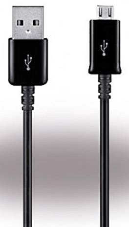 Černý USB kabel se standardním USB konektorem na jedné straně a micro-USB konektorem na straně druhé.