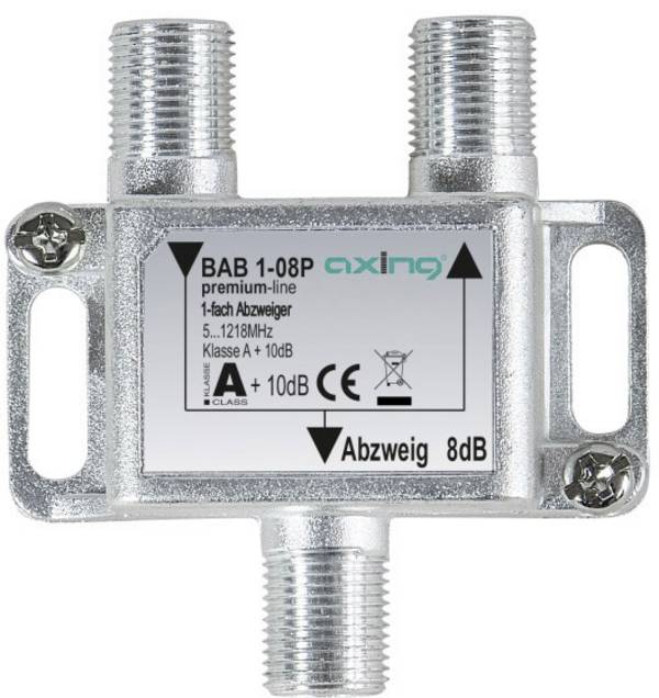 Axing BAB 1-08P odbočka TV kabelu jednoduchý 5 - 1218 MHz
