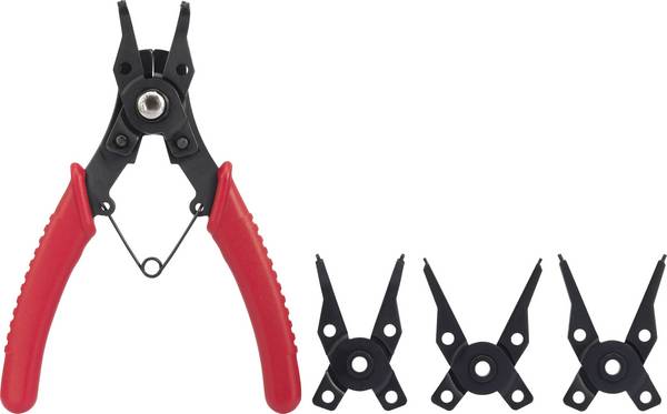 TOOLCRAFT TO-6679764 kleště na pojistné kroužky Vhodné pro (kleště na pojistné kroužky) vnější a vnitřní kroužky 10-50 mm 10-50 mm Tvar hrotu zahnutý o 90°, zahnutý o 45° , rovný, rovný