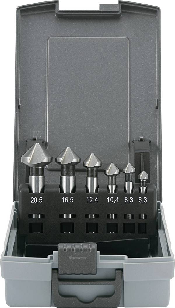 TOOLCRAFT  1614138 sada záhlubníků 6dílná 6.3 mm, 8.3 mm, 10.4 mm, 12.4 mm, 16.5 mm, 20.5 mm HSS  válcová stopka 1 ks