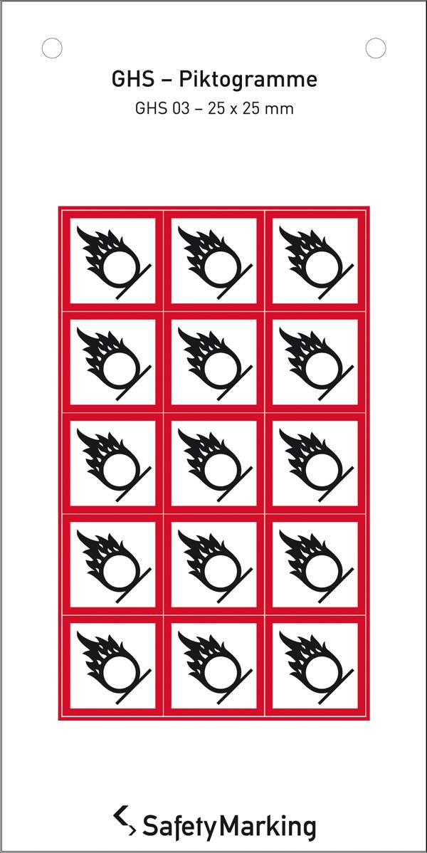 SafetyMarking 30.B1018 piktogram nebezpečí GHS 03 plameny nad kruhem samolepicí fólie (š x v) 25 mm x 25 mm 15 ks