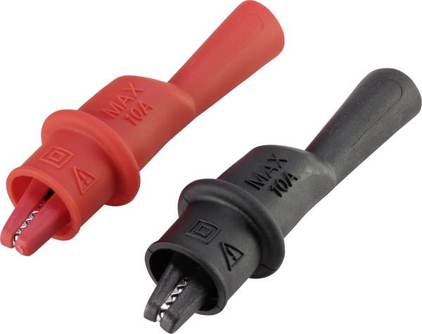 VOLTCRAFT MSK-104 krokosvorka, zástrčka 6 mm, CAT III 1000 V, CAT IV 600 V, černá, červená