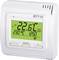 Digitální termostat na stěně ukazuje 22,6 °C, automatický režim a aktuální čas 12:50 na zeleném displeji.