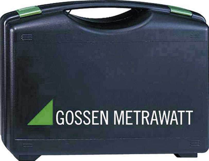 Černý kufřík se zeleným detailem a bílým nápisem 'Gossen Metrawatt', pravděpodobně box na nástroje nebo měřicí přístroje.