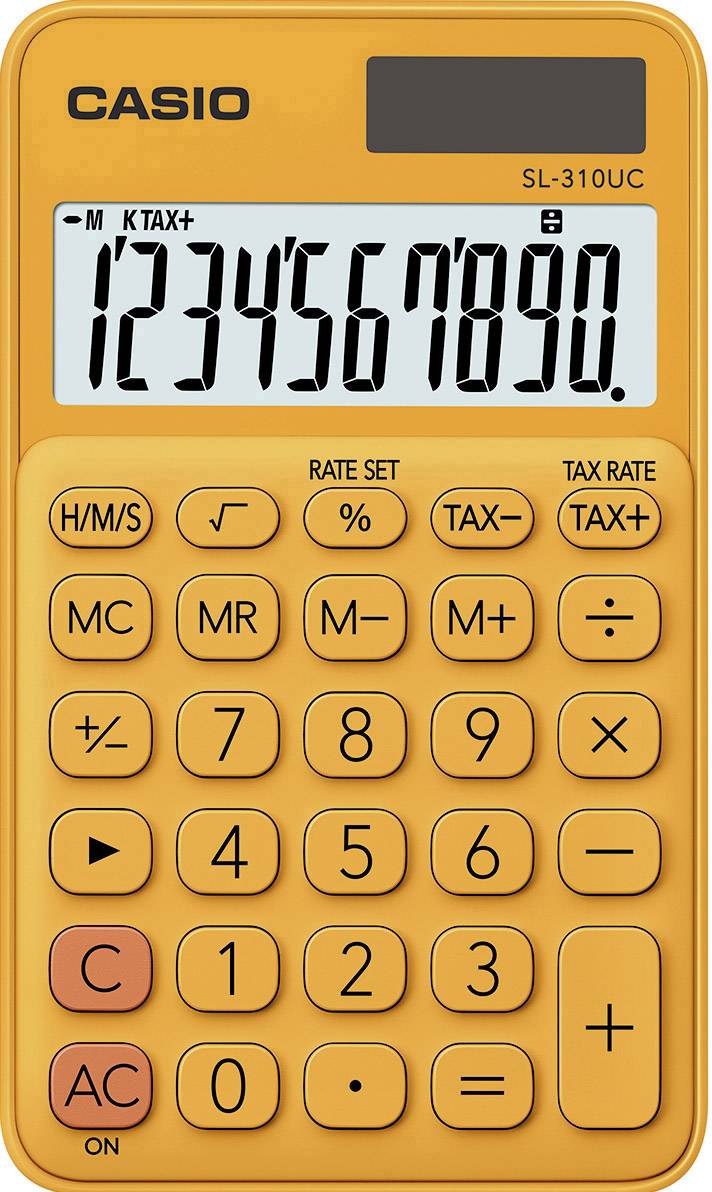 Casio SL-310UC-RG kapesní kalkulačka, displej (počet míst) 10, solární napájení, na baterii, oranžová