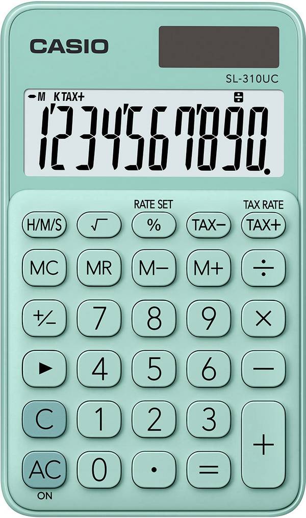 Casio SL-310UC-GN  kapesní kalkulačka, displej (počet míst) 10, solární napájení, na baterii, zelená