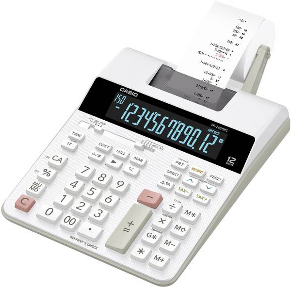 Casio FR 2650 RC  stolní kalkulačka s tiskárnou, displej (počet míst) 12, 230 V, bílá