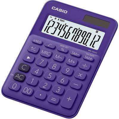 Casio MS-20UC  stolní kalkulačka fialová Displej (počet míst): 12 solární napájení, na baterii (š x v x h) 105 x 23 x 14