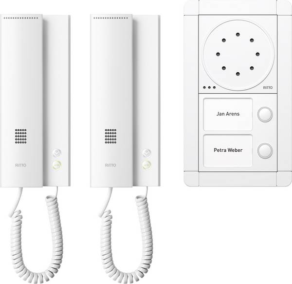 Ritto by Schneider 1891270 kabelový domovní telefon kompletní sada, pro 2 rodiny, bílá, 3117931