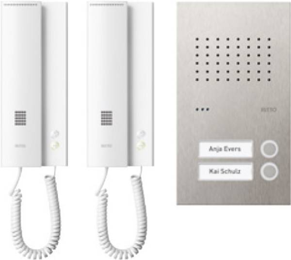 Ritto by Schneider 1891220 kabelový domovní telefon kompletní sada, pro 2 rodiny, bílá, stříbrná, 3117930