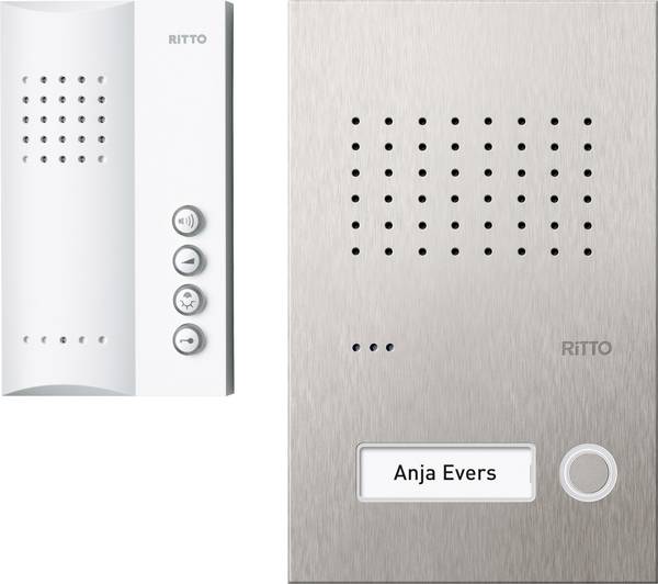 Ritto by Schneider RGE1818125 kabelový domovní telefon kompletní sada, pro 1 rodinu, bílá, nerezová ocel, 3596142