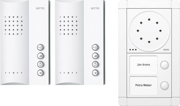 Ritto by Schneider RGE1891470 kabelový domovní telefon kompletní sada, pro 2 rodiny, bílá, 3857205