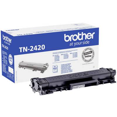 Tonerová kazeta Brother TN-2420 před svým obalem, který zobrazuje produktové informace a '3000 stran A4'.