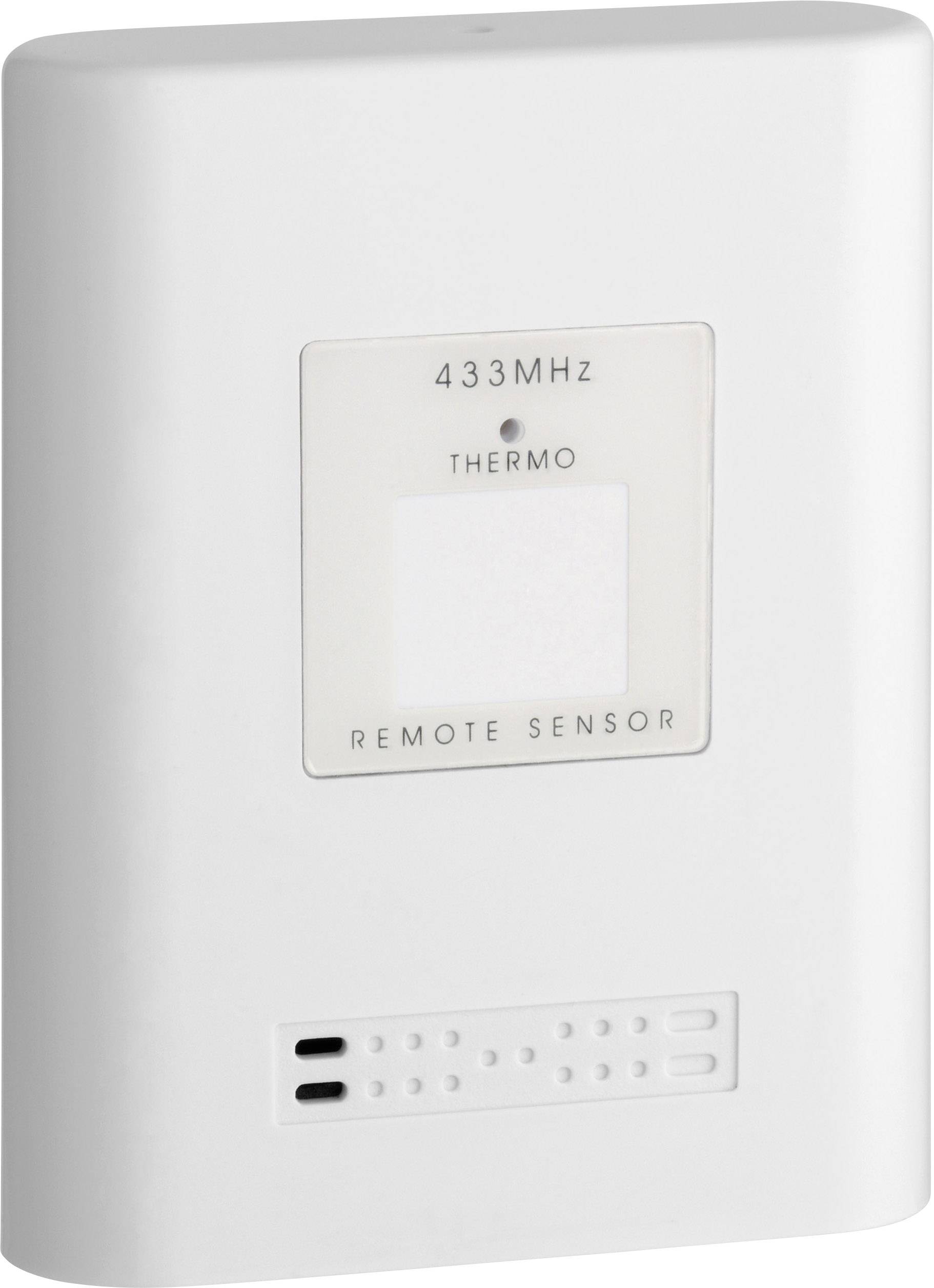 Bílý termo-dálkový senzor s frekvencí 433 MHz.