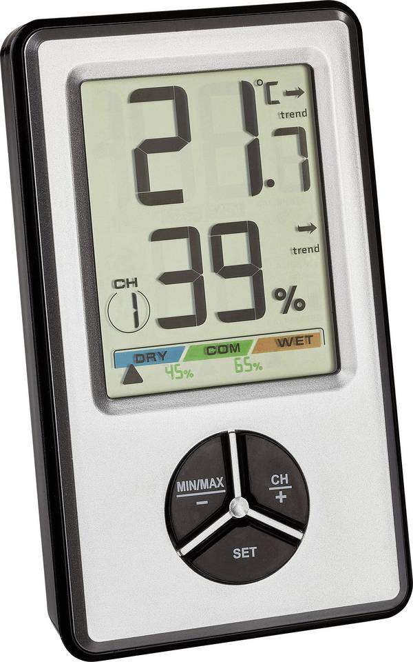 TFA Dostmann TFA - Thermo-Hygrometer - digital - Silber bezdrátový teploměr a vlhkoměr bílá 30.5045.54