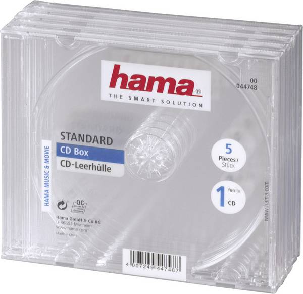 Hama obal na CD 00044748 1 CD/DVD/Blu-Ray transparentní  5 ks