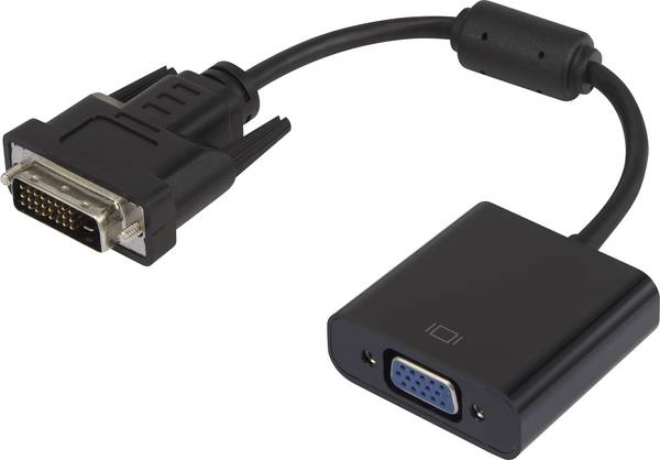 Renkforce RF-3301134 DVI / VGA adaptér [1x DVI zástrčka 24+1pólová - 1x VGA zásuvka] černá s feritovým jádrem, pozlacené kontakty 15.00 cm