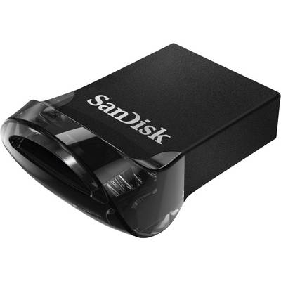 Malý černý USB flash disk značky SanDisk s logem značky nahoře.