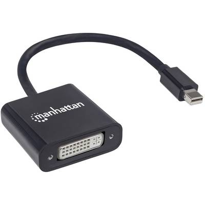 Černý adaptér Mini DisplayPort na DVI od společnosti Manhattan. Propojuje zařízení s konektorem Mini DisplayPort s monitory kompatibilními s DVI.