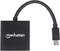 Černý HDMI adaptér od 'Manhattan' s kabelem a HDMI konektorem.