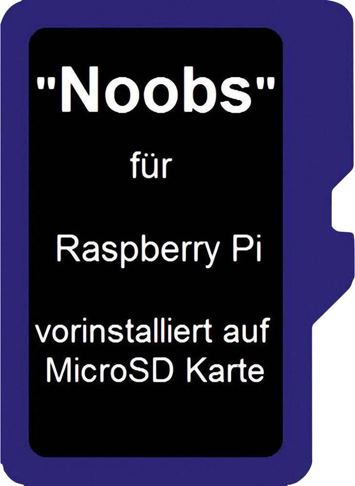 Karta MicroSD s předinstalovaným operačním systémem 'Noobs' pro Raspberry Pi.