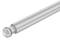 Kovový prut z ušlechtilé oceli s kulatým zakončením, který ukazuje leštěný povrch a válcovitý tvar.