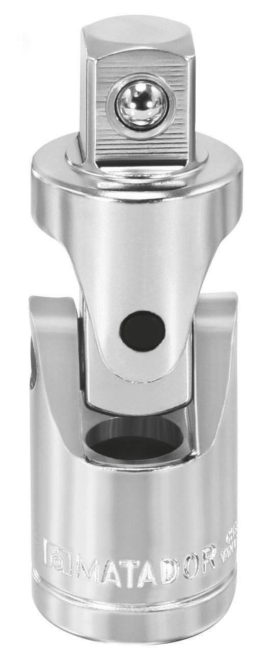 Stříbrné univerzální kloubové klouby pro nástroje, umožňující flexibilní nastavení úhlu při práci. Vhodné pro použití s nástavci na klíče.