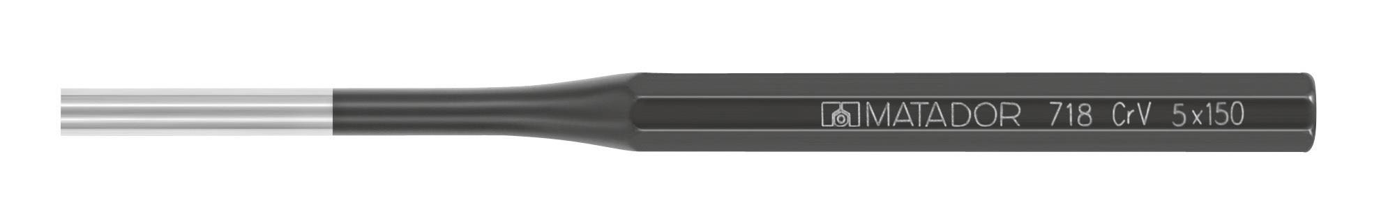 Kovový vrtací nástavec s nápisem 'MATADOR 718 GW 5x150', štíhlý, válcovitý design, používaný pro přesné vrtání.