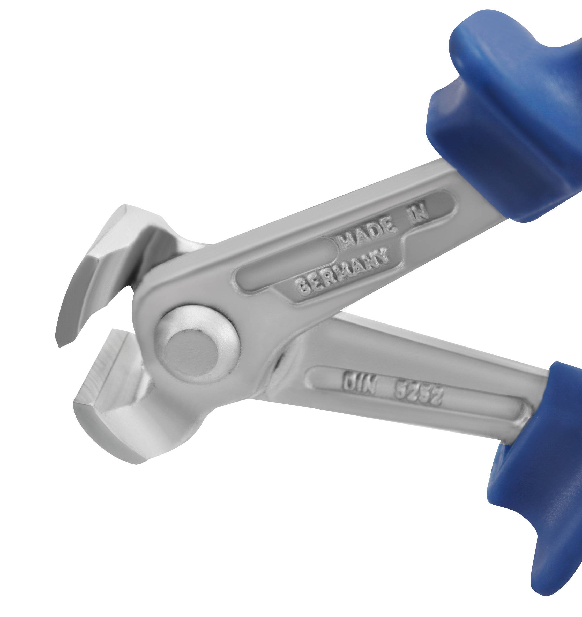 Modrá kleště s nápisem 'Made in Germany' na kovovém dílu.