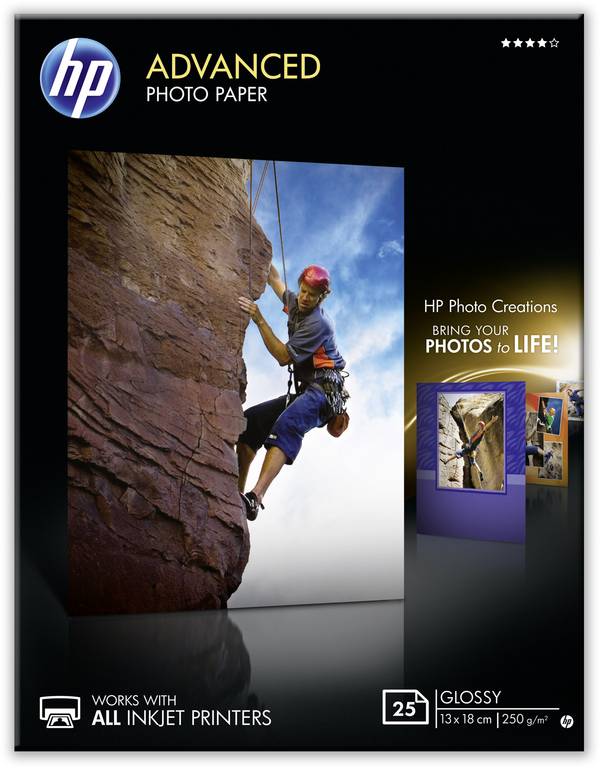 HP Advanced Photo Paper Q8696A fotografický papír 13 x 18 cm 250 g/m² 25 listů lesklý