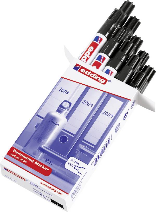 Edding edding 3000 4-30000-001 permanentní popisovač  černá Vodotěsné: Ano