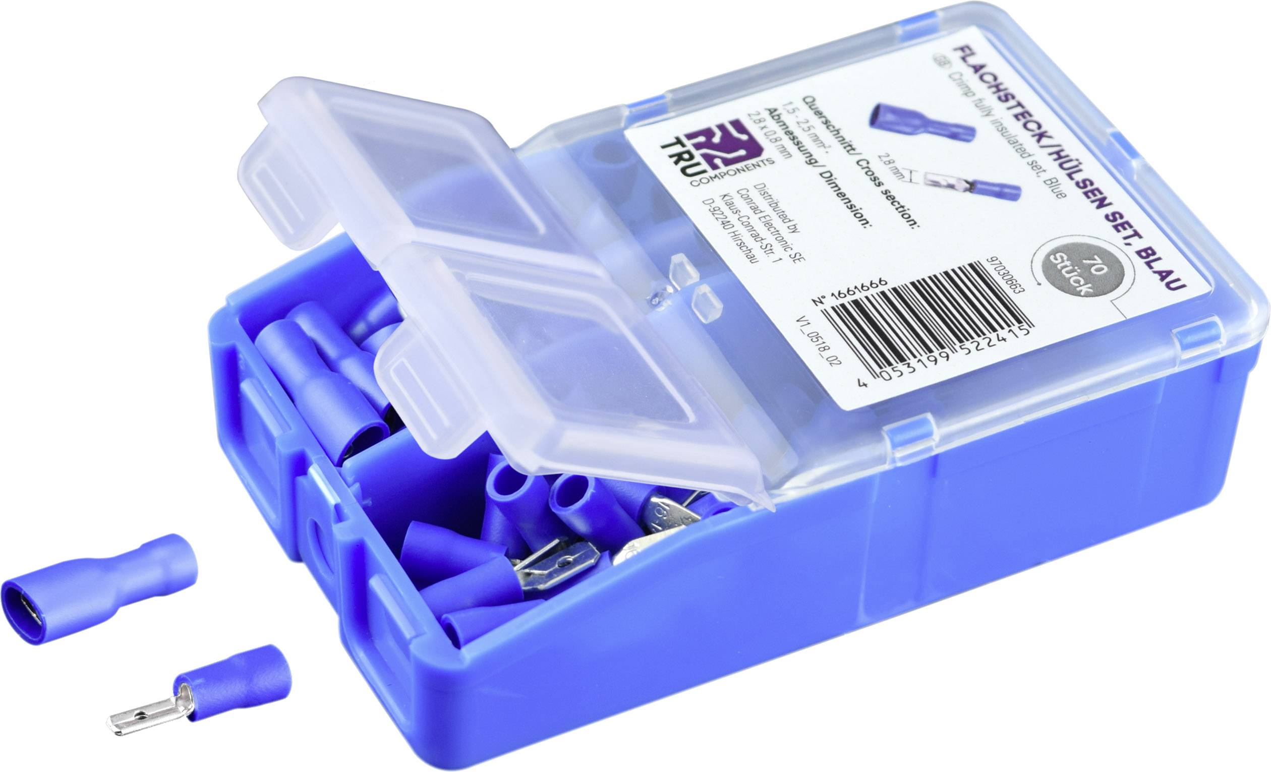 TRU COMPONENTS krimpovací sada 1.5 mm² 2.5 mm² modrá 140 ks plná izolace