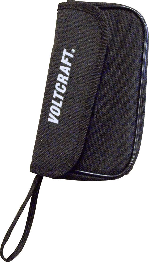 Černá, přenosná taška na zip s nápisem 'VOLTCRAFT', vhodná pro uchovávání nástrojů nebo zařízení.