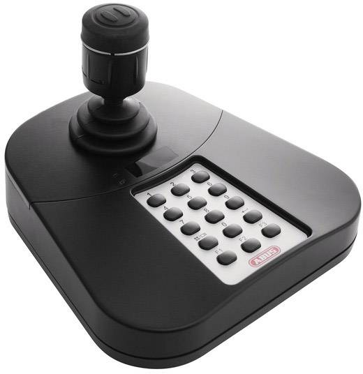 Černý joystick s numerickou klávesnicí, pravděpodobně určený pro ovládání videokamer nebo podobných zařízení.