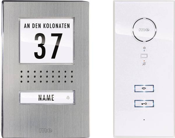 m-e modern-electronics ADV 111 WW Audio kabelový domovní telefon kompletní sada, pro 1 rodinu, nerezová ocel, bílá, 41137