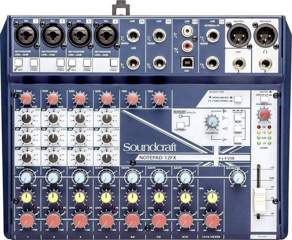 SoundCraft Notepad 12FX analogový Kanálů:12 USB připojení