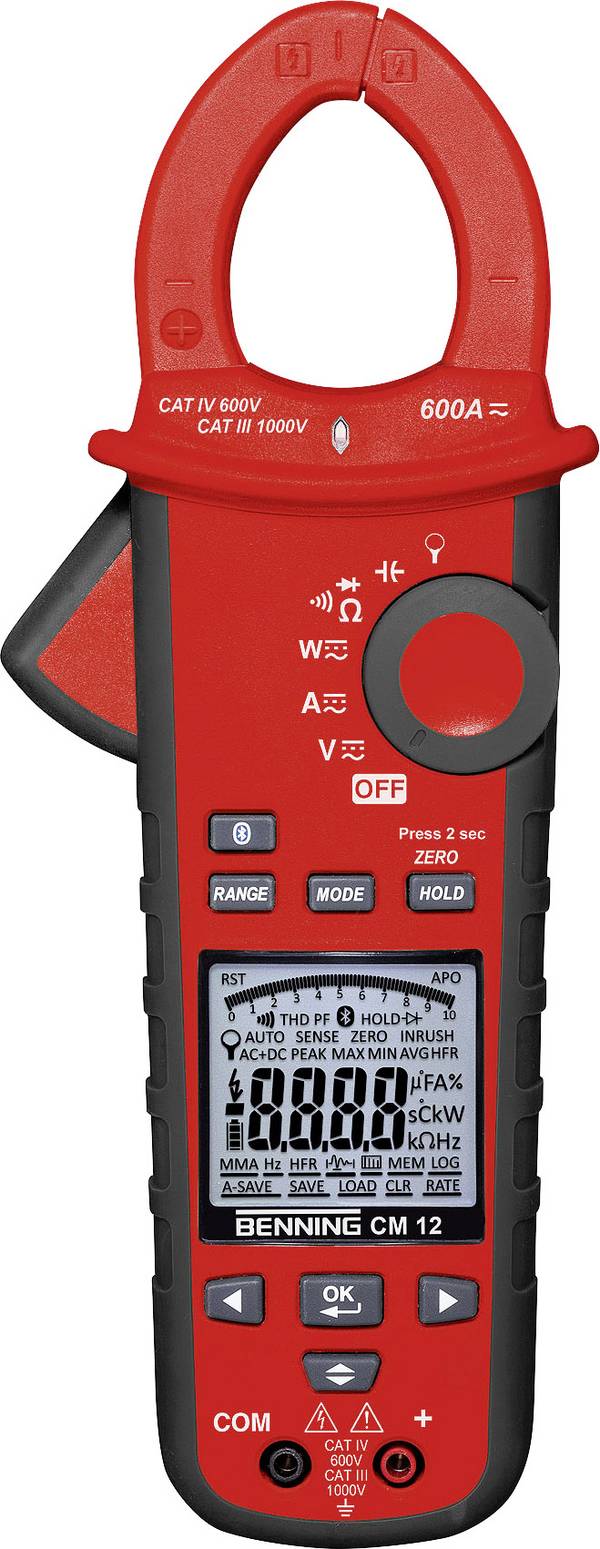 Benning CM 12 digitální proudové kleště, datalogger, CAT IV 600 V, Displej (counts): 9999