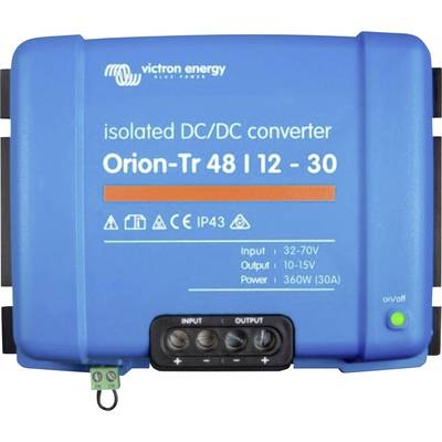 Modrý Victron Energy Orion-Tr 48 | 12 - 30 izolovaný DC/DC měnič. Vstup: 32-70V, Výstup: 10-15V, Výkon: 360W (30A).